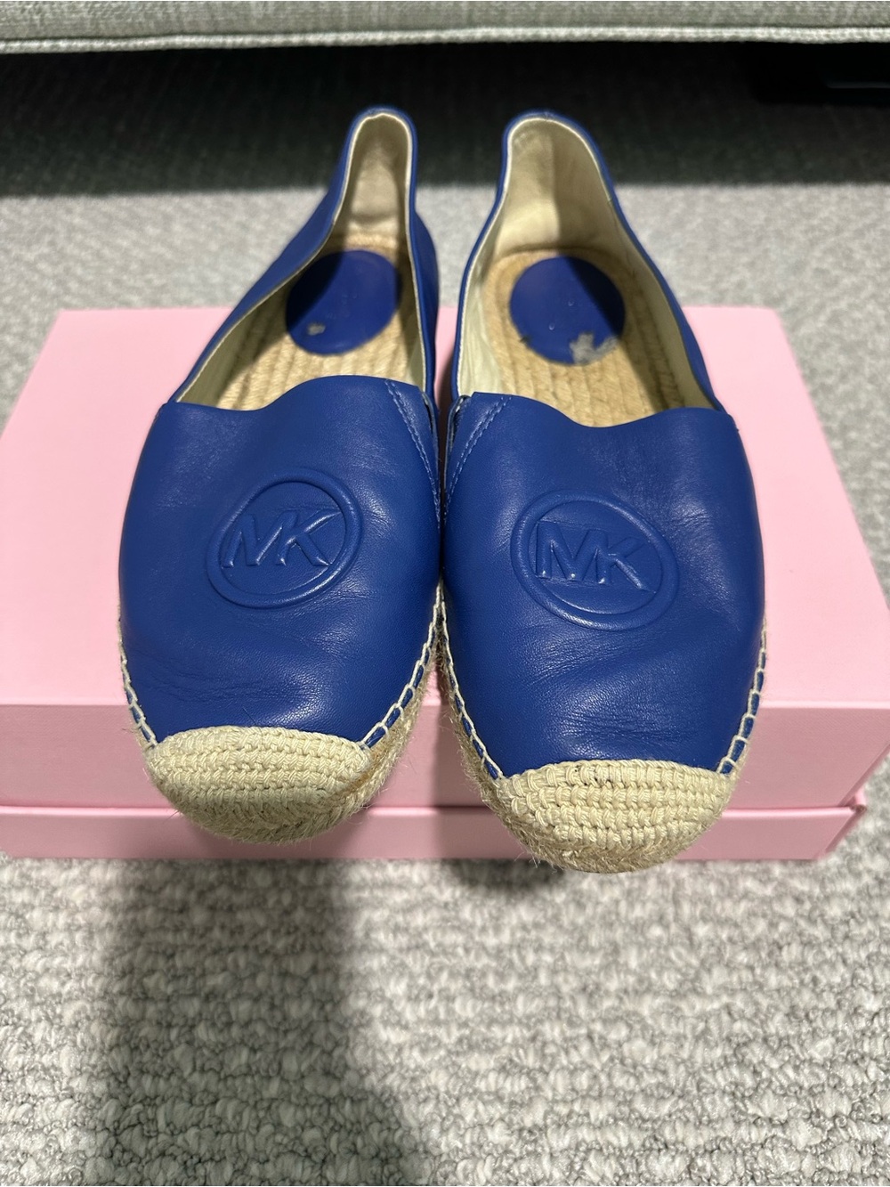 Michael Kors Royal Blue Leather Espadrille Slip-Ons